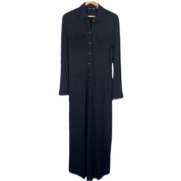 Soft Surroundings Button Front Maxi Dress Sleeve Collar Jersey Knit Size Small S - Picture 1 of 11